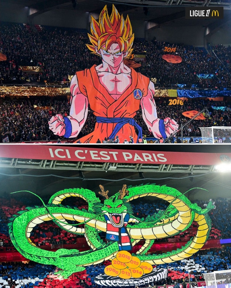 逝世一周年，法甲官推曬昔日巴黎主場龍珠TIFO：鳥山明經(jīng)典永存