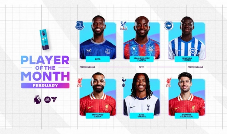 英超2月最佳候選：貝托、馬特塔、明特、薩拉赫、斯賓塞、索博