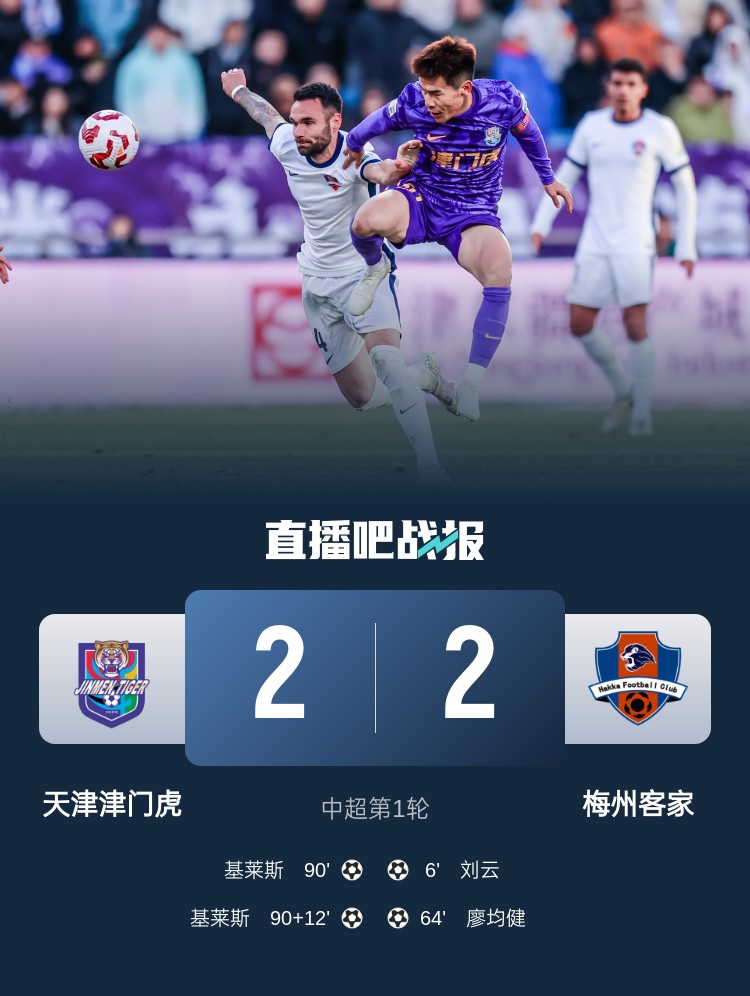 和風勁吹！今日下午中超4場比賽全部以平局收場